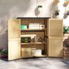 Outdoor Garden Shed with Asphalt Roof, 2 Shelves, Lockable Doors and Adjustable Feet, Natural