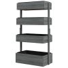 4-Tier Wooden Garden Box, Self-Draining, Fabric Bottom, Tiered Save Space, Planter Box for Flowers, Vegetables, Herbs, Gray