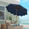 8.8' Patio Umbrella with Push Button Tilt and Crank, Dark Blue
