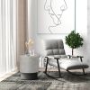 Round Accent Table with Concrete Finish 4 Adjustable Feet for Indoor Outdoor