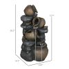 Solar Water Fountain 28.3 4-Tier Resin Cascading Jars Stacked Stones with LED Lights Outdoor Decor