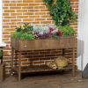 Outsunny Elevated Planter Box Wooden with 8 Slots Dark Brown