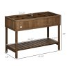 Outsunny Elevated Planter Box Wooden with 8 Slots Dark Brown