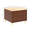 Outsunny Outdoor Side Table with PE Rattan Wood Tabletop and Legs
