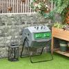 Tumbling Compost Bin Outdoor 360° Dual Chamber Rotating Composter 43 Gallon, Light Gray