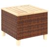 Outdoor Side Table with PE Rattan, Patio End Table with Natural Fir Wood Tabletop and Legs, Weather Resistant Accent Table for Patio Pool Porch, Brown