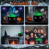 Halloween Spooky Decor: Floating Bottle with Witch Cauldron - 2-in-1 Mist & Green LED Light, Effective Splash Guard, Easy Setup