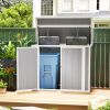 4.7 x 2.5FT Outdoor Horizontal Storage Shed, Lockable Trash Can Storage with Chain Lid, Gray