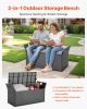VEVOR Outdoor Storage Bench, 2-Person PE Rattan Storage Bench, 40 Gal Deck Box with Cushion & Side Handle, Supports up to 400 lbs