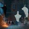 Outdoor Halloween Decorations 8-Piece Set Ghosts  Cobweb Gravestone with Lighted Up Eyes