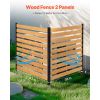 Wood Privacy Fence, 38" W x 42" L, 2-Panel Slatted Air Conditioner Fence Screen, Pool Equipment Enclosure with Metal Stakes, Easy DIY Installation