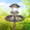 Round Birdbath with Solar Light Bronze