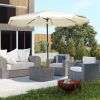 9ft Outdoor Market Table Umbrella with Fringed Tassels and 8 Ribs
