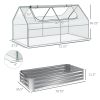 Raised Garden Bed 6x3 ft with Greenhouse Cover & Roll-Up Windows for Vegetables Silver