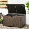 Outsunny Outdoor Deck Box, PE Rattan Wicker with Liner,  Brown