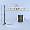9.5FT Offset Patio Umbrella with Crank Cross Base Round Hanging Cantilever for Pool Backyard Deck Garden
