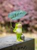 Frog holding Leaf Umbrella resin statue