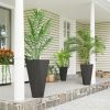 Outsunny Indoor Outdoor Planters Set of 3 Tall Stackable Flower Pots Black