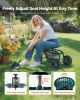VEVOR Rolling Garden Cart with Swivel Seat, Heavy Duty Garden Seat with Storage Basket & Tool Tray, 300 lbs Weight Capacity