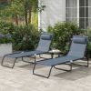 Folding Chaise Lounge Pool Chair, 4-Position Reclining Back, Mesh Seat, Patio Sun Tanning Chair for Beach, Yard, Patio, Gray