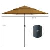 9FT 3 Tiers Tan Outdoor Patio Umbrella with Crank Push Button Tilt