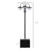 74.5" 3-head Solar Lamp Post with Planter Black