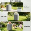Outdoor side table, cooling rod table, with storage space, ice bucket, gray