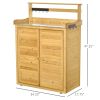 Outsunny Wooden Potting Bench 3-Tier Storage Cabinet Yellow
