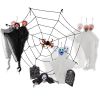 Outdoor Halloween Decorations 8-Piece Set Ghosts  Cobweb Gravestone with Lighted Up Eyes