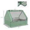Metal Raised Garden Bed with Greenhouse, Small Planter Box with Green & Silver Cover for Outdoor Gardening
