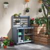 Wooden Potting Station with Sink, Tap, and Aluminum Top for Gardening Convenience Gray