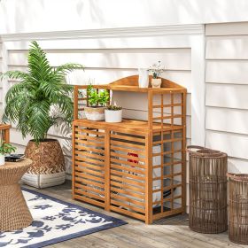 Air Conditioner Privacy Screen with Shelves Light Brown