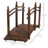 Fir Wood Walkway: 7.5ft Arched Garden Bridge with Side Railings for Streams