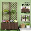 Flower pot, elevated garden bed, plant rack, brown
