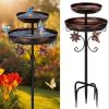42 Inch Heavy Duty Metal Bird Bath, Double Tier Pedestal Bird Feeder with Large Water Basin, Rustproof Outdoor Garden Decor for Yard, Patio