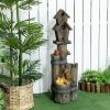 Cascading Garden Waterfall Bird Bath with 3-Tier Rustic Tree Trunk