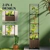 Elevated garden bed with trellis, brown