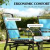 Outdoor gliding chairs with coffee table, blue