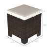 Outsunny 2 Pieces Wicker Outdoor Ottomans with Cushions Beige