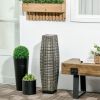 Solar LED Outdoor Floor Lamp, Brushed PE Wicker Patio Lantern for Indoor/Outdoor Use