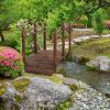 Fir Wood Walkway: 7.5ft Arched Garden Bridge with Side Railings for Streams