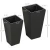 Outsunny Outdoor Planter Set 2 Pots Black