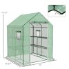 Portable Greenhouse 4.6 x 4.7 ft Walk-In Hot House with Roll Up Door Windows U-Shape Flower Rack Water UV Resistant Green