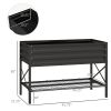 Black Galvanized Raised Bed with Shelf