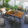 Outsunny Patio Table with Umbrella Hole, Outdoor Table for 6 People Brown