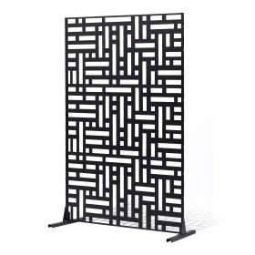 VEVOR Metal Privacy Screen, 47" W x 76" H, Outdoor Privacy Screens 3-Panel, Freestanding Outdoor Divider with Stand