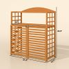 Air Conditioner Privacy Screen with Shelves Light Brown