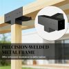 Rattan frame with black brackets for wall mounted pergold