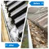 10.5FT Gutter Cleaning Brush With Telescoping Handle Rain Gutter Cleaner Extendable Gutter Cleaning Tool From The Ground with 2 Angled Brushes Anti-sl