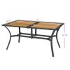 Outsunny Patio Table with Umbrella Hole, Outdoor Table for 6 People Brown